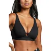 Siella Organic Cotton Plunge Foam Bra In Black