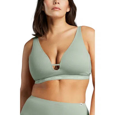 Siella Organic Cotton Plunge Foam Bra In Green
