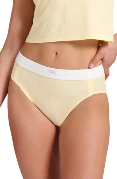 Siella Organic Cotton Rib High Waist Brief In Yellow