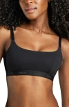 Siella Organic Cotton Scoop Neck Bra In Black
