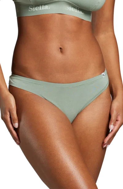 Siella Organic Cotton Thong In Sage Green