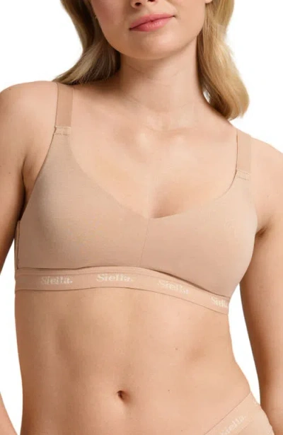 Siella Organic Cotton V-neck Bra In Brown