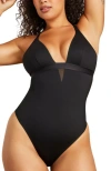 Siella Sexy Smooth Shaping Bodysuit In Plum