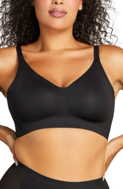Siella Sexy Smooth V-neck Bra In Black