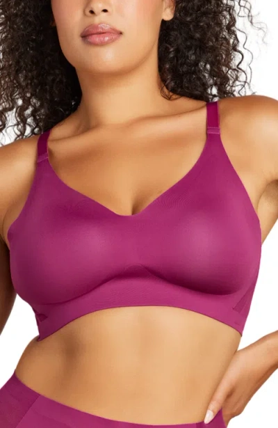 Siella Sexy Smooth V-neck Bra In Plum