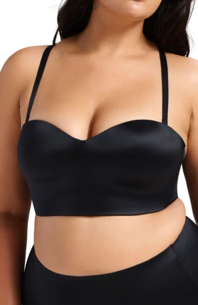 Siella Smooth Satin Foam Bustier In Black