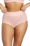 Siella Soft Lace Boy Brief In Barely Pink