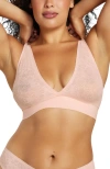 Siella Soft Lace Plunge Non-padded Bra In Barely Pink