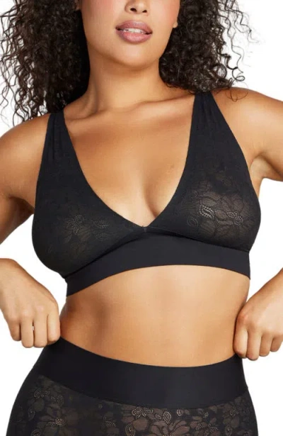Siella Soft Lace Plunge Non-padded Bra In Black