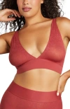 Siella Soft Lace Plunge Non-padded Bra In Rosewood