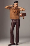 Siempre Faux-leather High-rise Flare Trousers In Brown