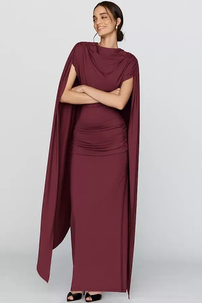 Siempre Jersey Draped Maxi Dress In Red