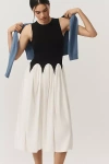 Siempre Michelle Sleeveless Colourblock Midi Dress In Black