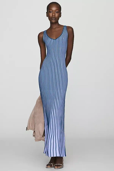 Siempre Ribbed Midi Sweater Dress In Blue