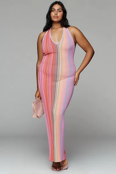 Siempre Slim Knit Maxi Dress In Multi