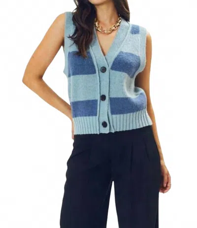 Siempre The Label Andrea Stripe Vest In Dusty Blue
