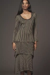 Siempre Tiered Shimmer Midi Dress In Black