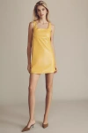 Siempre X Anthropologie Faux-leather Mini Dress In Yellow