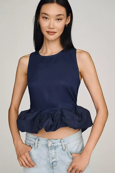 Siempre X Anthropologie Ruffle Hem Top In Blue
