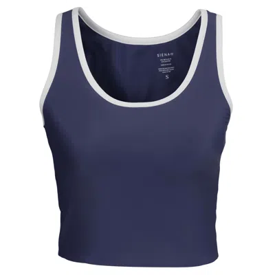 Siena And Co. Women's Retro Crop Top Navy Blue