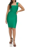 Siena Bandage Knit Sheath Dress In Green