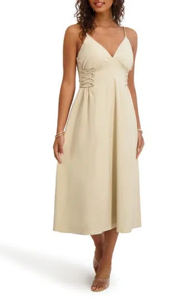 Siena Corset Fit & Flare Midi Dress In Brown