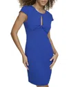 Siena Crepe Scuba Cap Sleeve Midi Dress In Blue