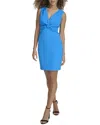 Siena Sleevelss Knot Front Crepe Scuba Dress In Blue