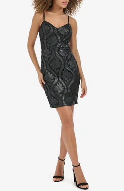 Siena Embroidered Lace Minidress In Black