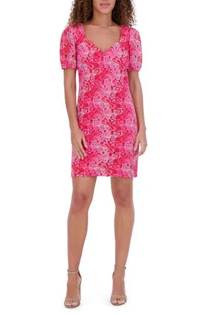 Siena Embroidered Lace Puff Sleeve Minidress In Multi