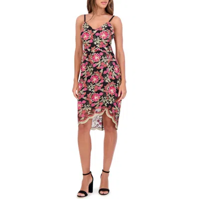 Siena Embroidered Mesh Dress In Black