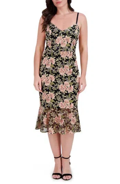 Siena Embroidered Mesh Midi Dress In Multi