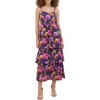Siena Floral Chiffon Tiered Ruffle Sundress In Purple Multi