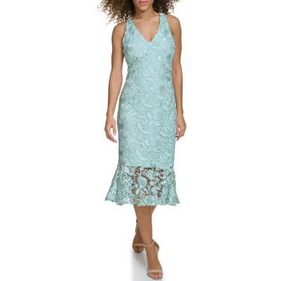 Siena Floral Lace Halter Dress In Mint