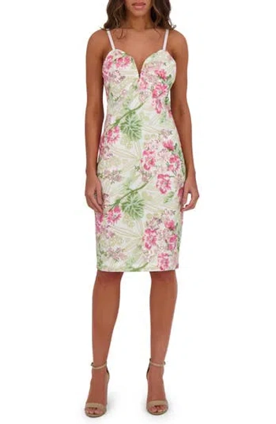 Siena Floral Sequin Embroidered Mesh Midi Dress In Brown