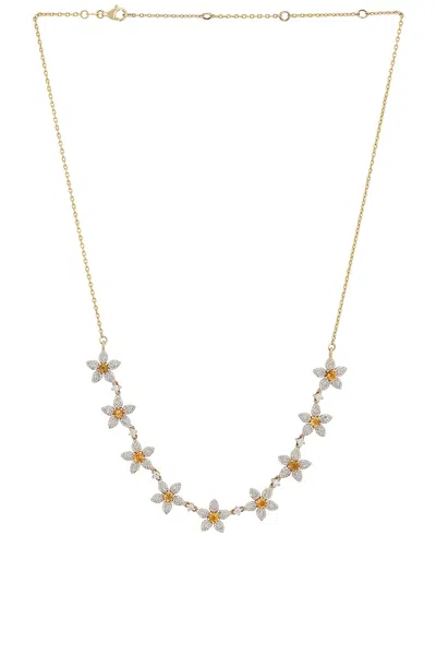 Siena Jewelry Flower Necklace In 14k Yellow Gold  Diamond & Citrine