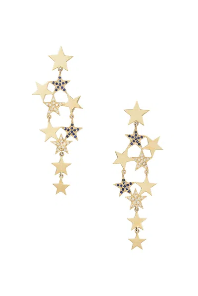 Siena Jewelry Star Earring In 14k Yellow Gold  Diamond  & Sapphire