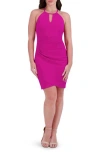 Siena Keyhole Crepe Scuba Sheath Dress In Fuchsia