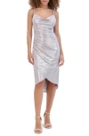 Siena Liquid Foiled Knit Midi Dress In Gray