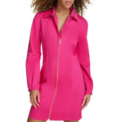 Siena Long Sleeve Stretch Sheath Dress In Hot Pink