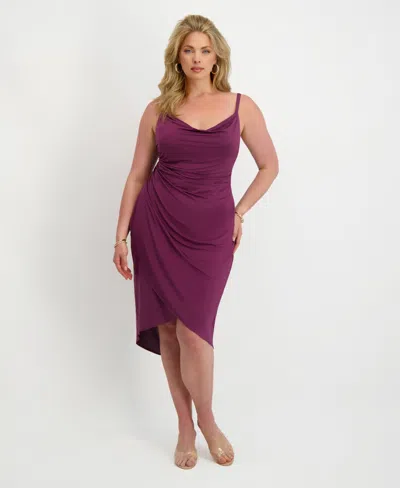 Siena Plus Size Cowl Neck Slip Dress In Purple