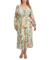 Siena Plus Size Floral-print Pleated Maxi Dress In Multi