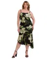 Siena Plus Size Ruched Asymmetric-hem Midi Dress