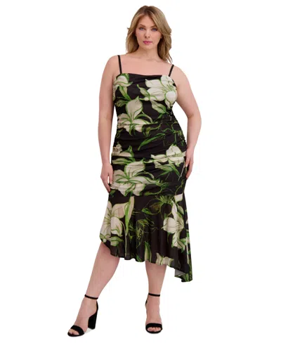 Siena Plus Size Ruched Asymmetric-hem Midi Dress