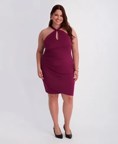 Siena Plus Size Scuba Crepe Midi Dress In Purple