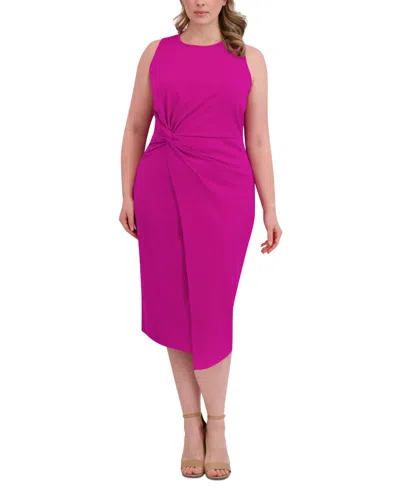 Siena Plus Size Side-knot Midi Dress In Fuchsia