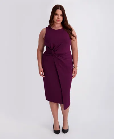 Siena Plus Size Side-knot Midi Dress In Burgundy