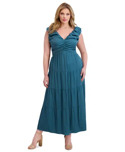 Siena Plus Size V-neck Sleeveless Tiered Maxi Dress
