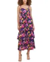 Siena Printed Burnout Chiffon Midi Dress In Purple