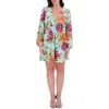 Siena Printed Burnout Long Sleeve Dress In Green